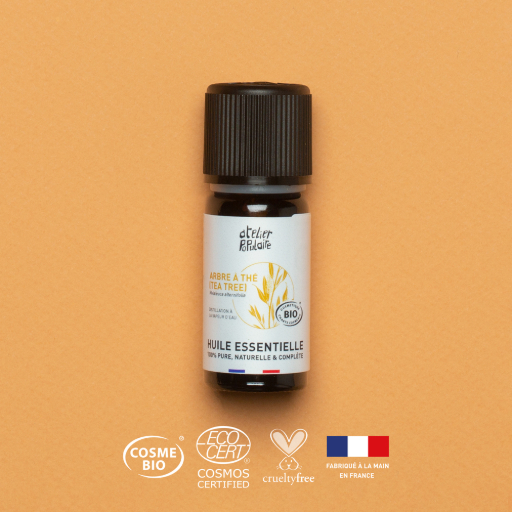 Huile essentielle bio d'arbre à thé (Tea tree) | COSMOS CERTIFIED | 10mL