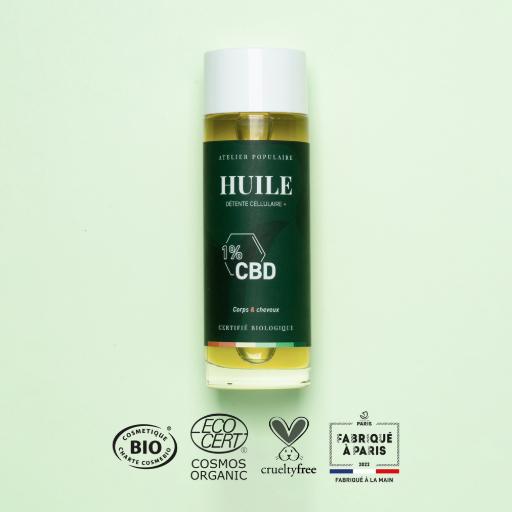 ​​​​​​​​Huile Détente Cellulaire + CBD | Corps & cheveux | COSMOS ORGANIC | 100ml