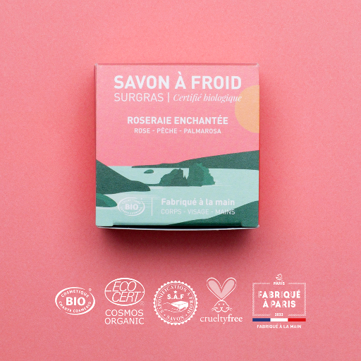 ​Roseraie Enchantée | Savon à froid surgras | COSMOS ORGANIC | 90g