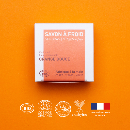 ​​​​Orange douce | Savon à froid surgras | COSMOS ORGANIC | 90g
