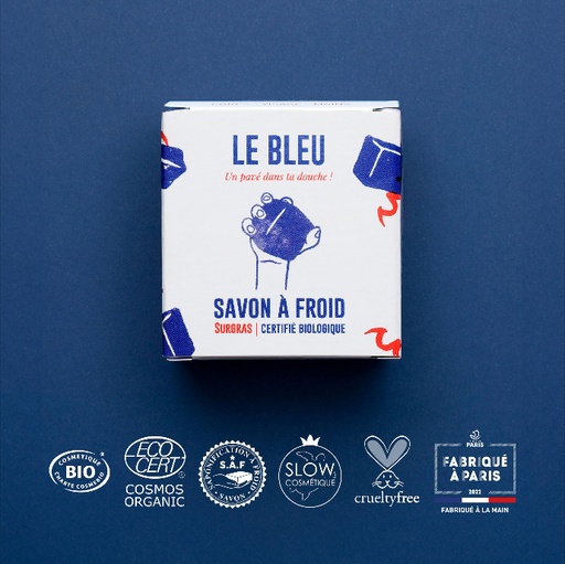 ​Le Bleu | Le Pavé de Paris Original | Savon à froid | COSMOS ORGANIC | 150g