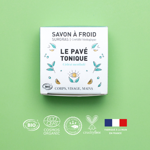 [APO_SAF_PTO_V02_B2C] ​Le Pavé Tonique | Savon à froid surgras | COSMOS ORGANIC | 90g
