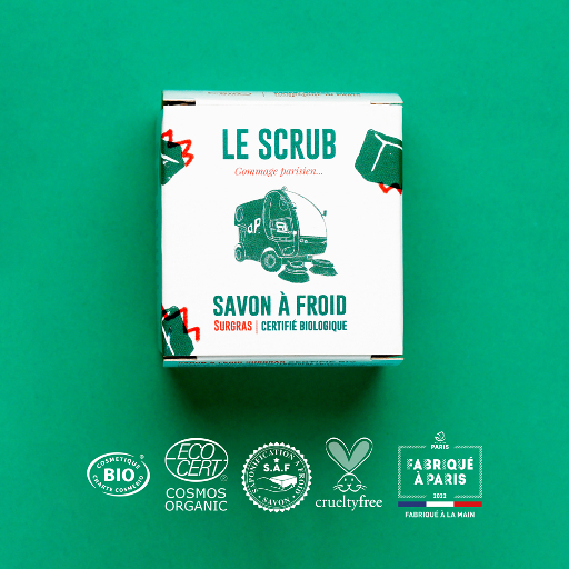 [APO_SAF_PSC_V03_B2C] ​Le Scrub | Le Pavé de Paris Gommant | Savon à froid surgras | COSMOS ORGANIC | 150g