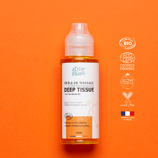 Huile de massage biologique | Deep Tissue | COSMOS ORGANIC | 120mL (ANTI-GASPI)