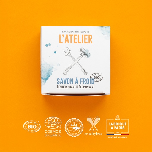 [APO_SAF_LAT_V01_B2C] L'Indispensable savon de l'Atelier | Savon à froid | COSMOS ORGANIC | 90g